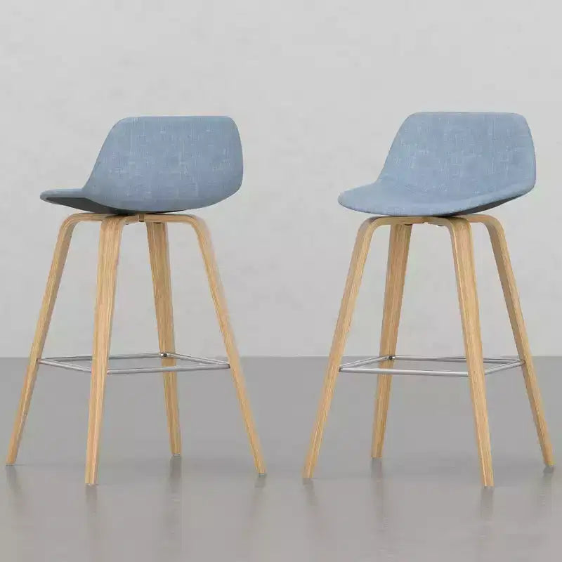 Lot de 2 tabourets de comptoir en bois courbé avec structure en bois courbé et assise en similicuir