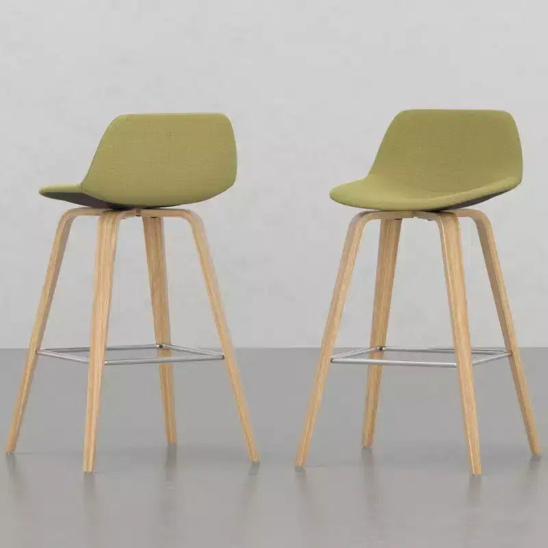 Lot de 2 tabourets de comptoir en bois courbé avec structure en bois courbé et assise en similicuir