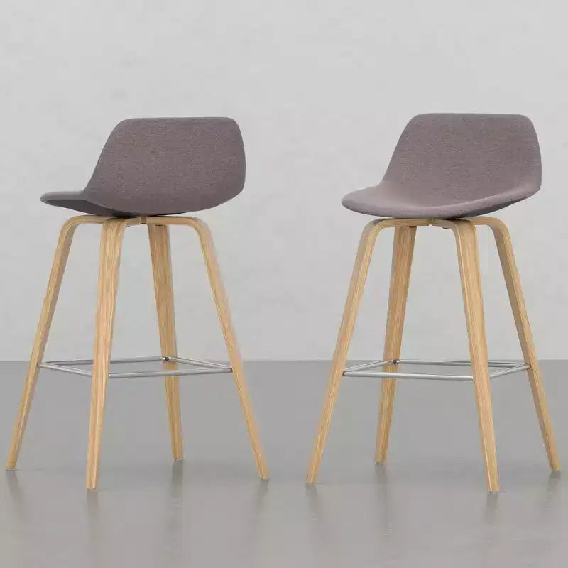 Lot de 2 tabourets de comptoir en bois courbé avec structure en bois courbé et assise en similicuir