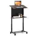 Costway Rolling Podium Stand 40.5-49 Height Adjustable Lectern Table Mobile Pulpit