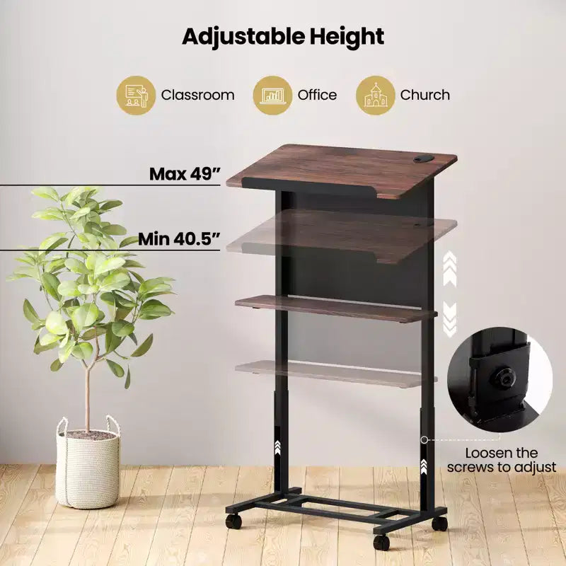 Pupitre roulant réglable en hauteur 103-124,5 cm - Lutrin mobile