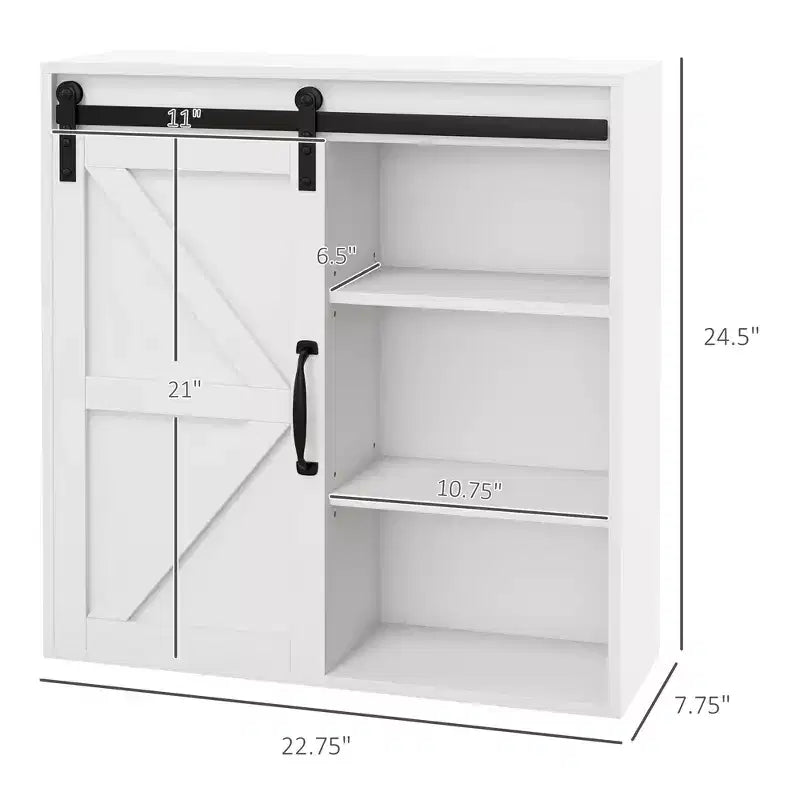 Armoire de toilette murale avec porte coulissante et étagère réglable