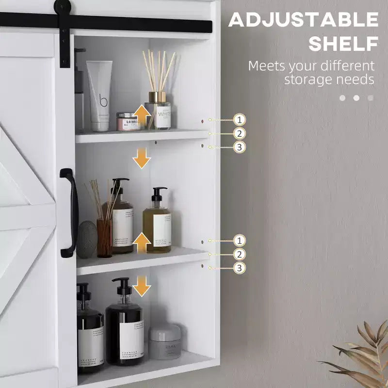 Armoire de toilette murale avec porte coulissante et étagère réglable
