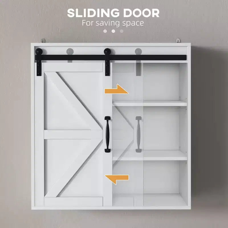 Armoire de toilette murale avec porte coulissante et étagère réglable