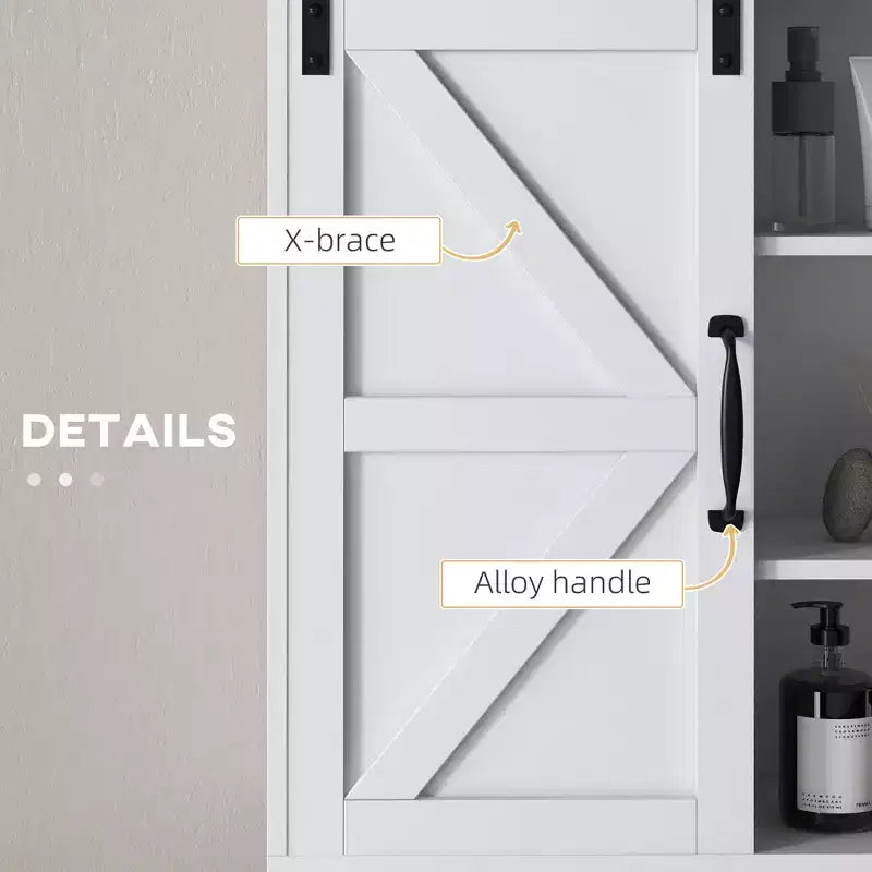Armoire de toilette murale avec porte coulissante et étagère réglable
