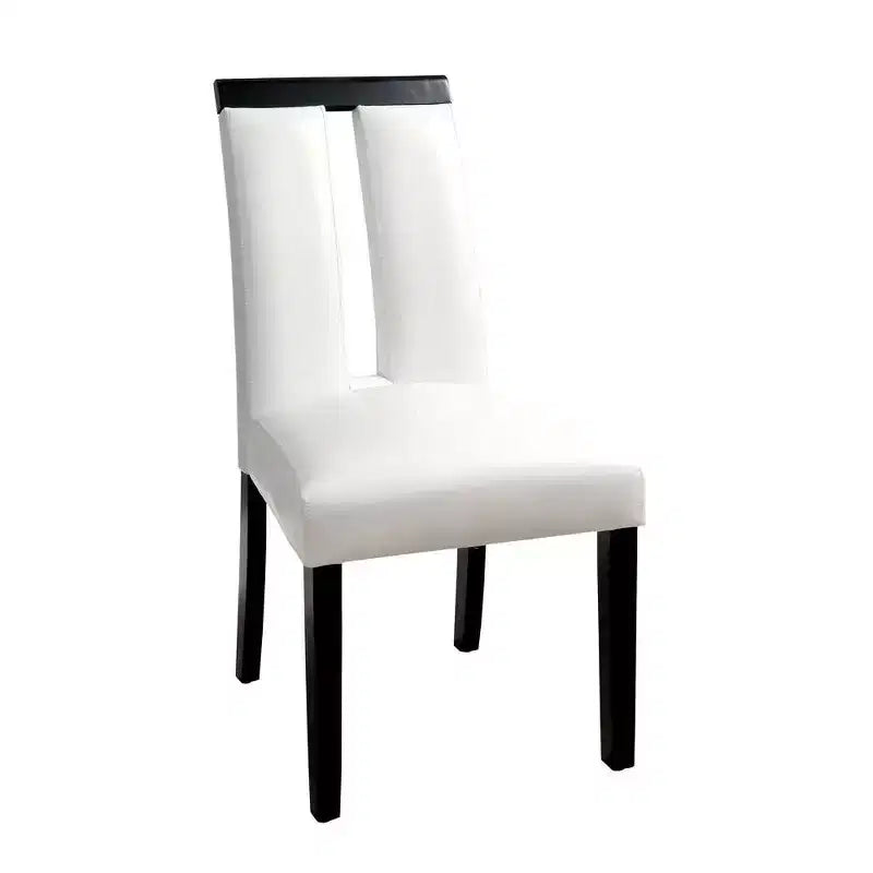 Lot de 2 chaises de salle à manger à dossier haut en similicuir blanc avec dossier ajouré