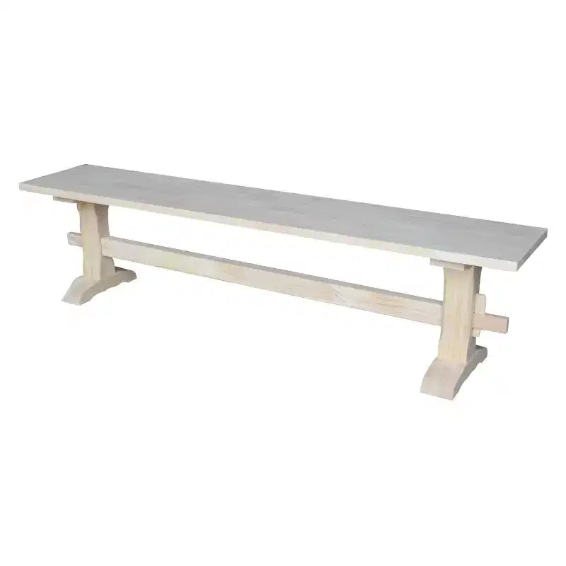 72" Trestle Bench Unfinished - International Concepts: Solid Wood, Parawood, Entryway, Living Room