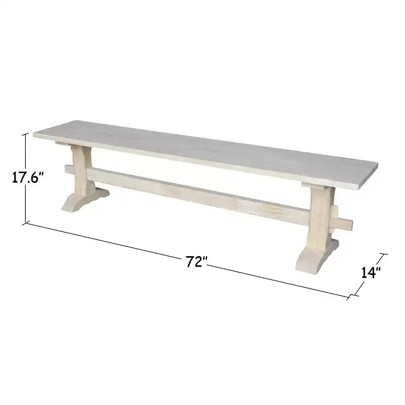 Banc tréteau 72" en parawood massif non fini - Prêt à peindre ou à teindre