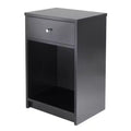 Squamish Nightstand with 1 Drawer - Black - Winsome: Wood Composite Bedside Table, Lacquered Finish, Shelf Storage