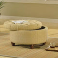 Tweed Tufted Storage Ottoman Tan/Cream - HomePop: Button Tufted, Wood Legs, Lift-Off Lid