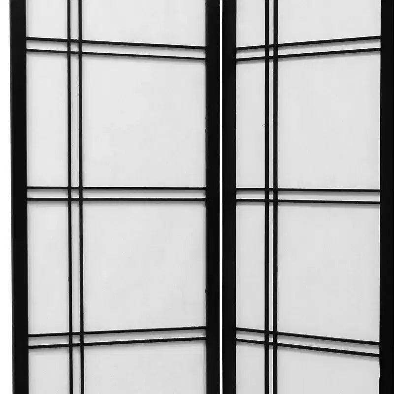 Paravent Shoji 5 panneaux noir, 1,83 m de haut, cadre en bois massif