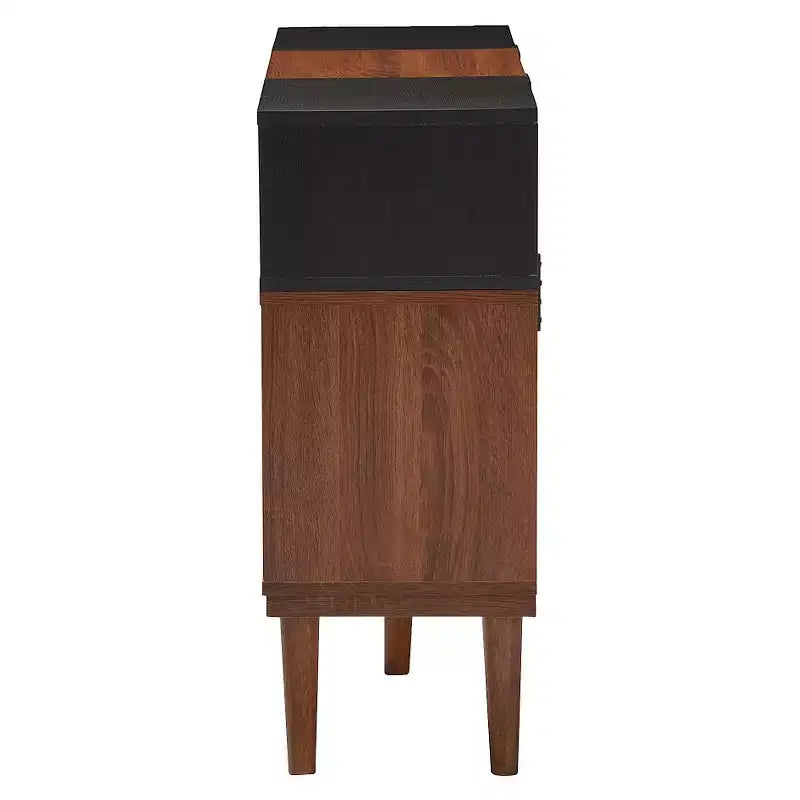 Bahut de rangement en bois Mid-Century Modern - Chêne et Espresso
