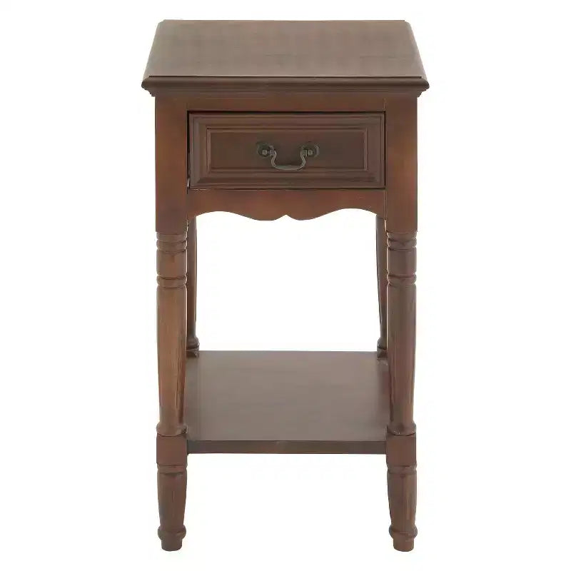 Table d'appoint biseautée Chestnut Square avec tiroir de rangement - Pin et MDF