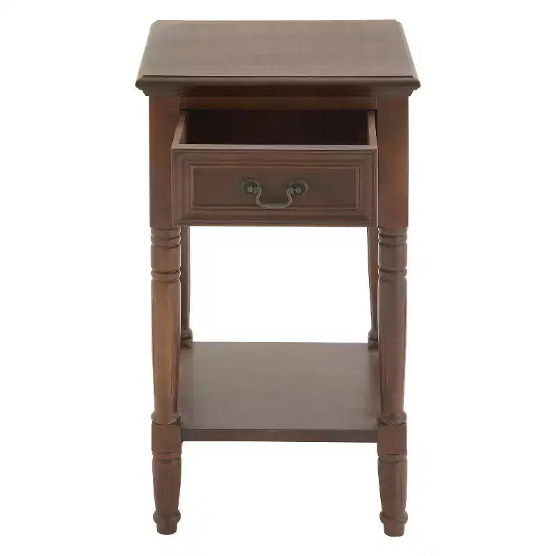 Table d'appoint biseautée Chestnut Square avec tiroir de rangement - Pin et MDF
