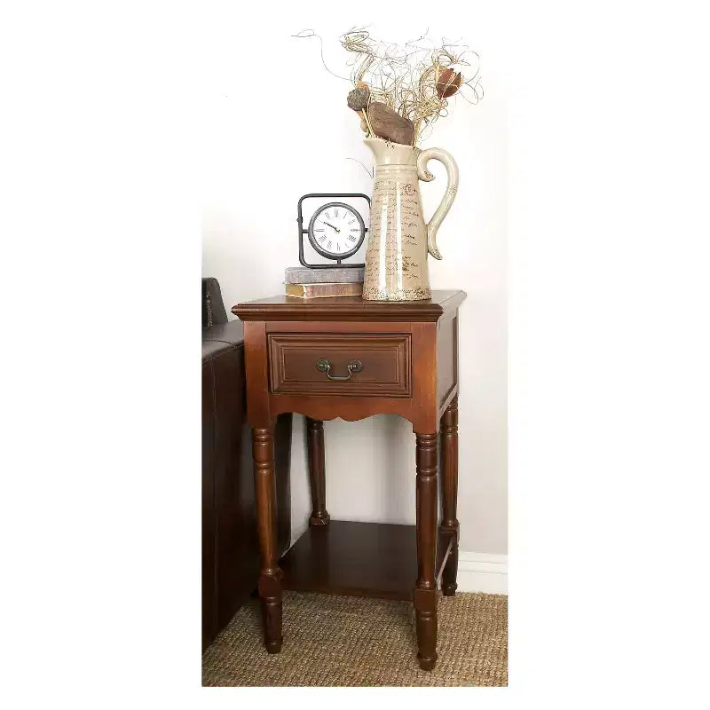 Table d'appoint biseautée Chestnut Square avec tiroir de rangement - Pin et MDF