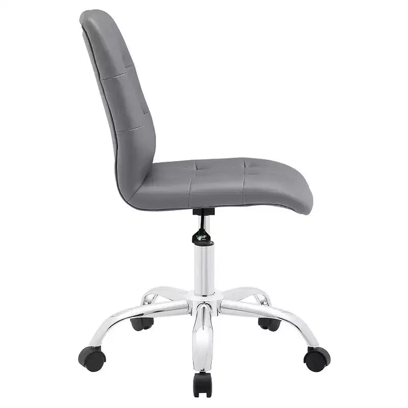 Chaise de bureau sans accoudoirs à dossier mi-hauteur - Similicuir rembourré avec base chromée
