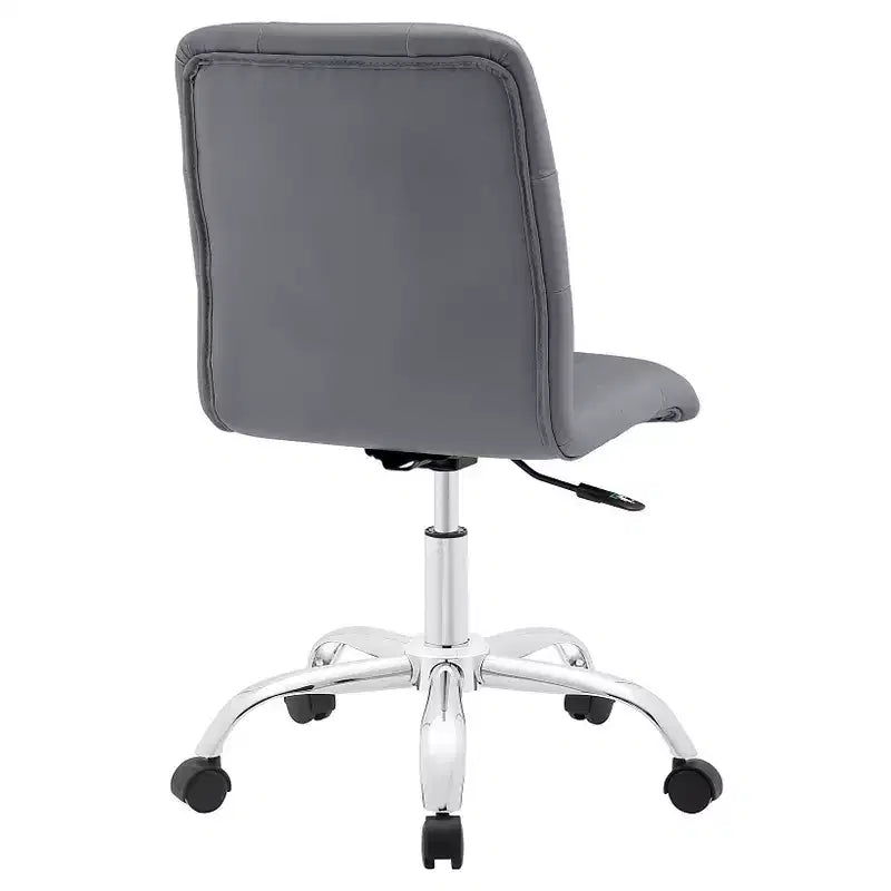 Chaise de bureau sans accoudoirs à dossier mi-hauteur - Similicuir rembourré avec base chromée
