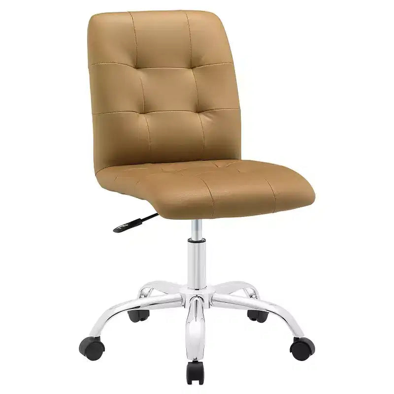 Chaise de bureau sans accoudoirs à dossier mi-hauteur - Similicuir rembourré avec base chromée