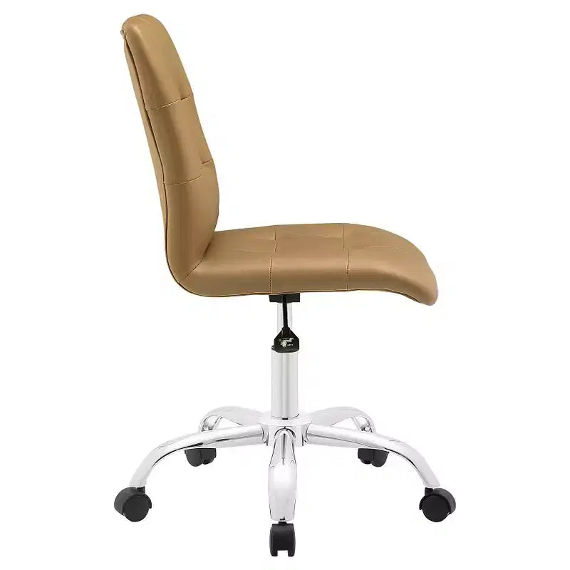 Chaise de bureau sans accoudoirs à dossier mi-hauteur - Similicuir rembourré avec base chromée