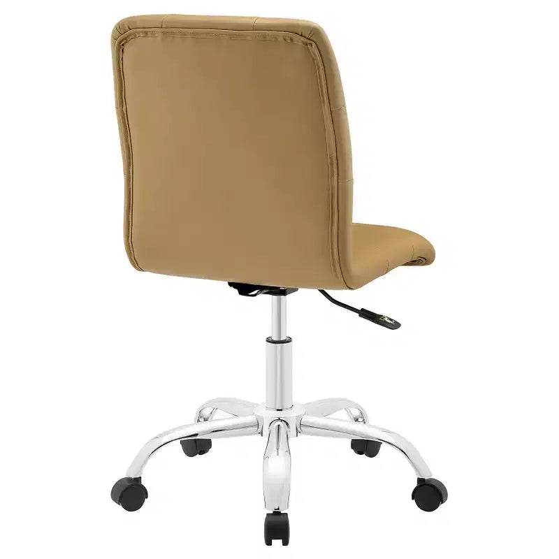 Chaise de bureau sans accoudoirs à dossier mi-hauteur - Similicuir rembourré avec base chromée