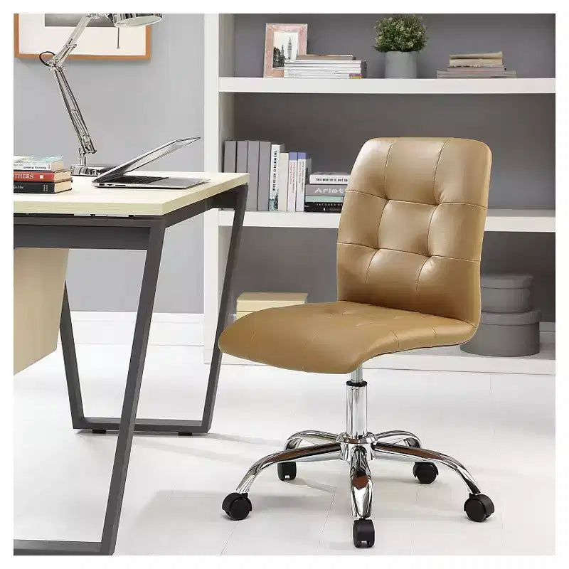Chaise de bureau sans accoudoirs à dossier mi-hauteur - Similicuir rembourré avec base chromée