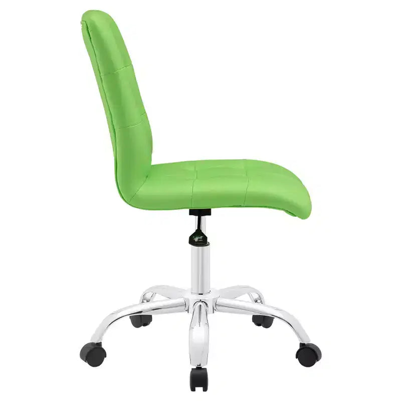 Chaise de bureau sans accoudoirs à dossier mi-hauteur - Similicuir rembourré avec base chromée