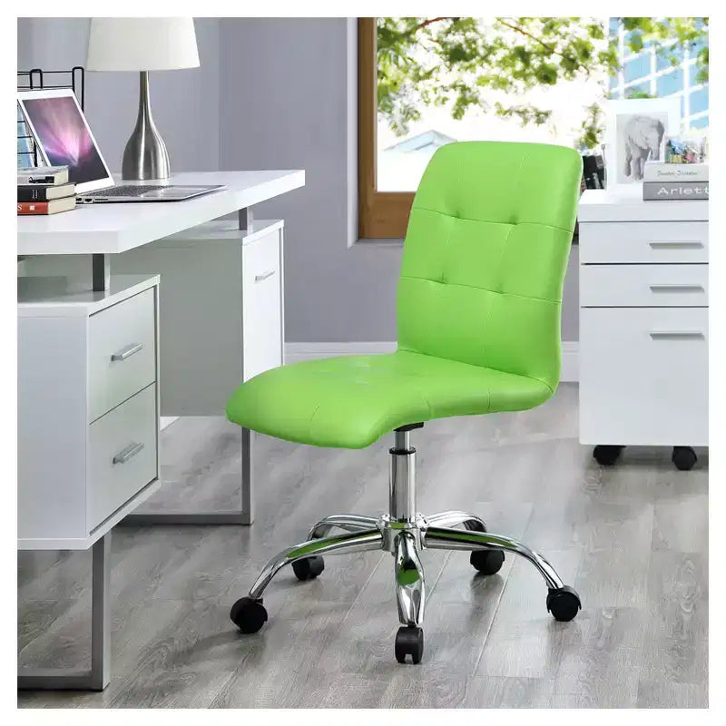 Chaise de bureau sans accoudoirs à dossier mi-hauteur - Similicuir rembourré avec base chromée