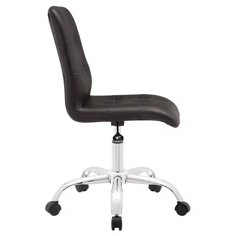 Chaise de bureau sans accoudoirs à dossier mi-hauteur - Similicuir rembourré avec base chromée