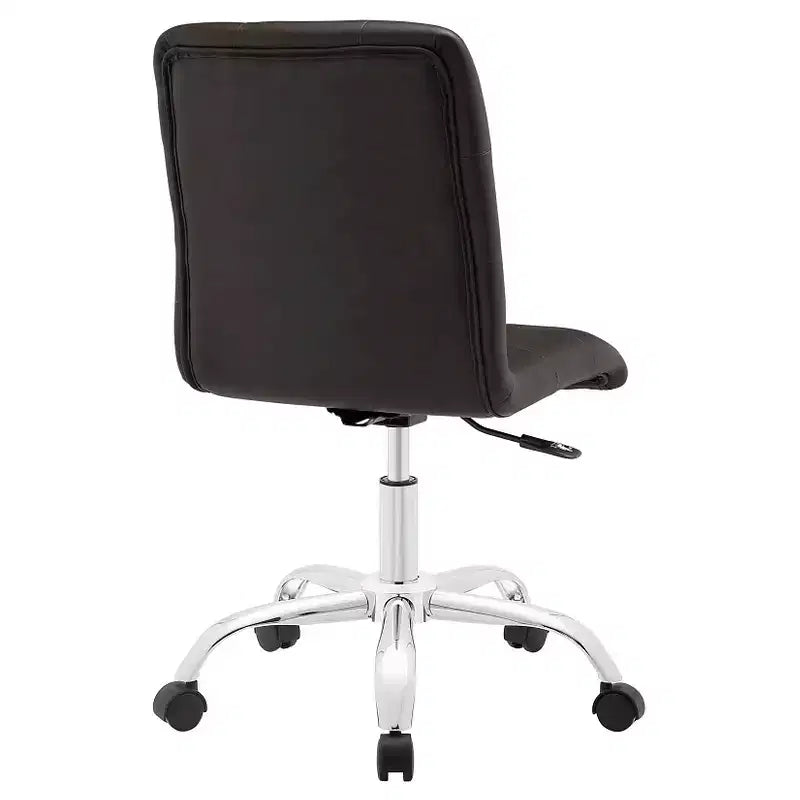 Chaise de bureau sans accoudoirs à dossier mi-hauteur - Similicuir rembourré avec base chromée
