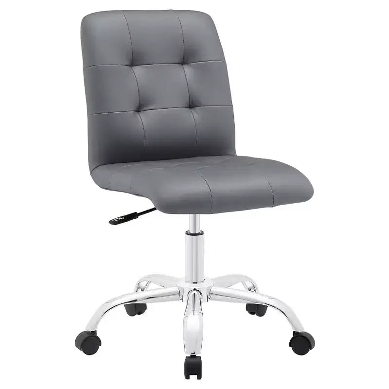 Chaise de bureau sans accoudoirs à dossier mi-hauteur - Similicuir rembourré avec base chromée