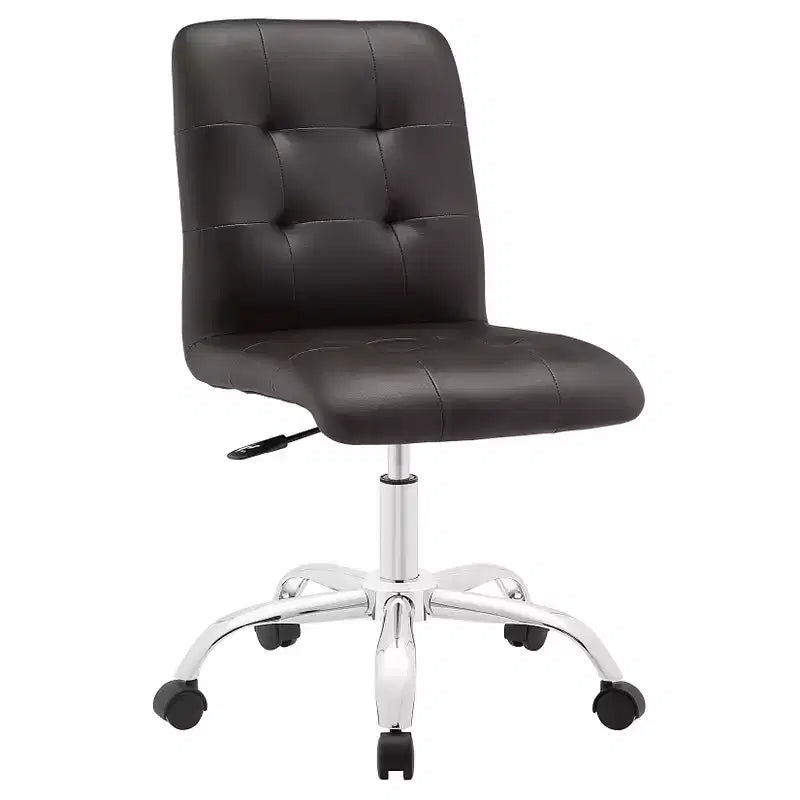 Chaise de bureau sans accoudoirs à dossier mi-hauteur - Similicuir rembourré avec base chromée