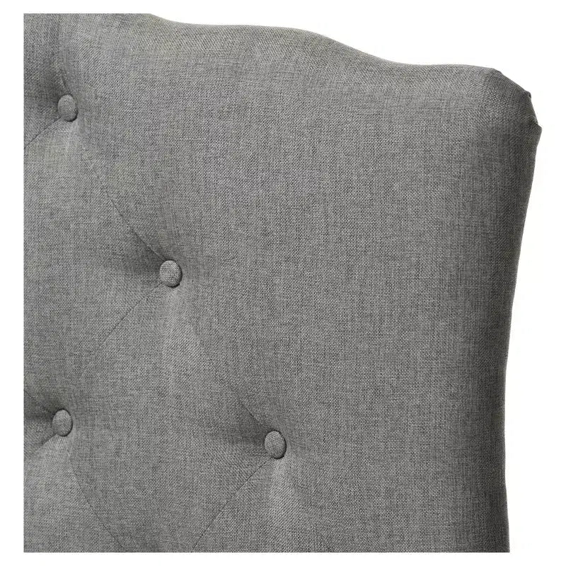 Tête de lit capitonnée festonnée en tissu gris