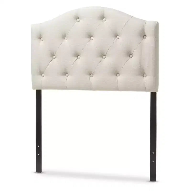 Tête de lit capitonnée festonnée en tissu gris