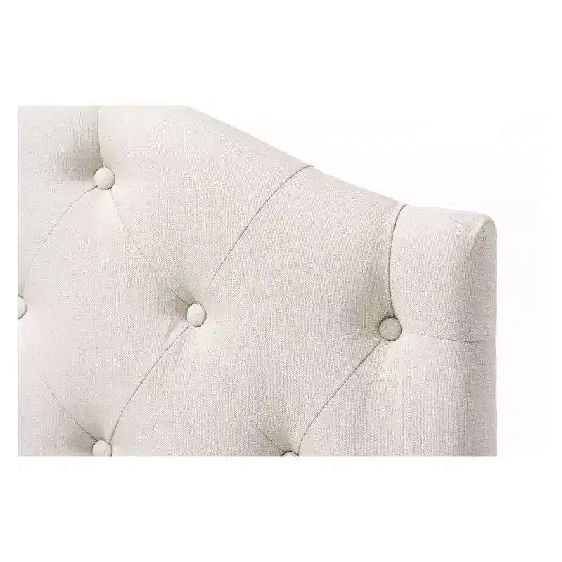 Tête de lit capitonnée festonnée en tissu gris
