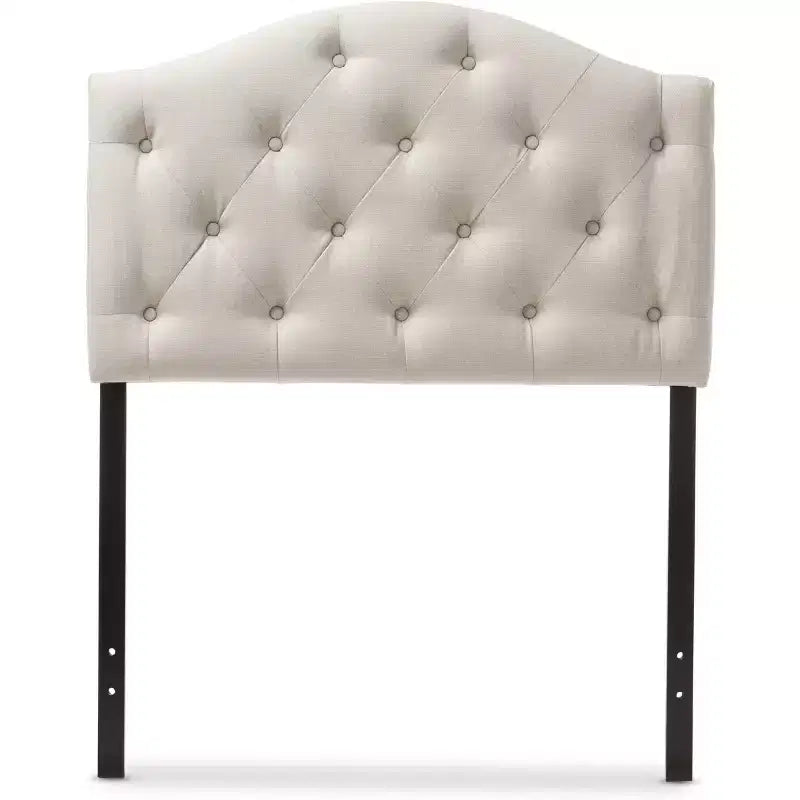 Tête de lit capitonnée festonnée en tissu gris