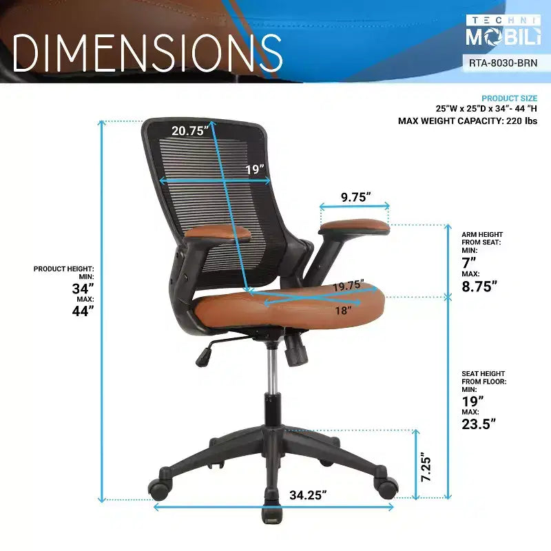 Chaise de bureau mi-dossier en maille et polyester avec accoudoirs réglables en hauteur
