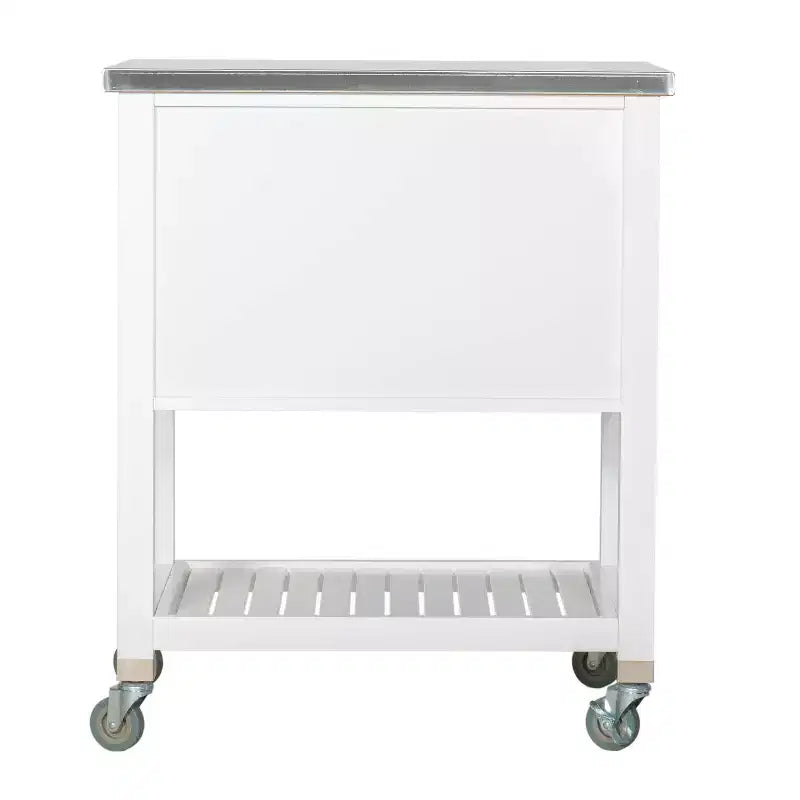 Desservante de cuisine en bois avec plateau en acier inoxydable, 2 tiroirs et étagère ouverte