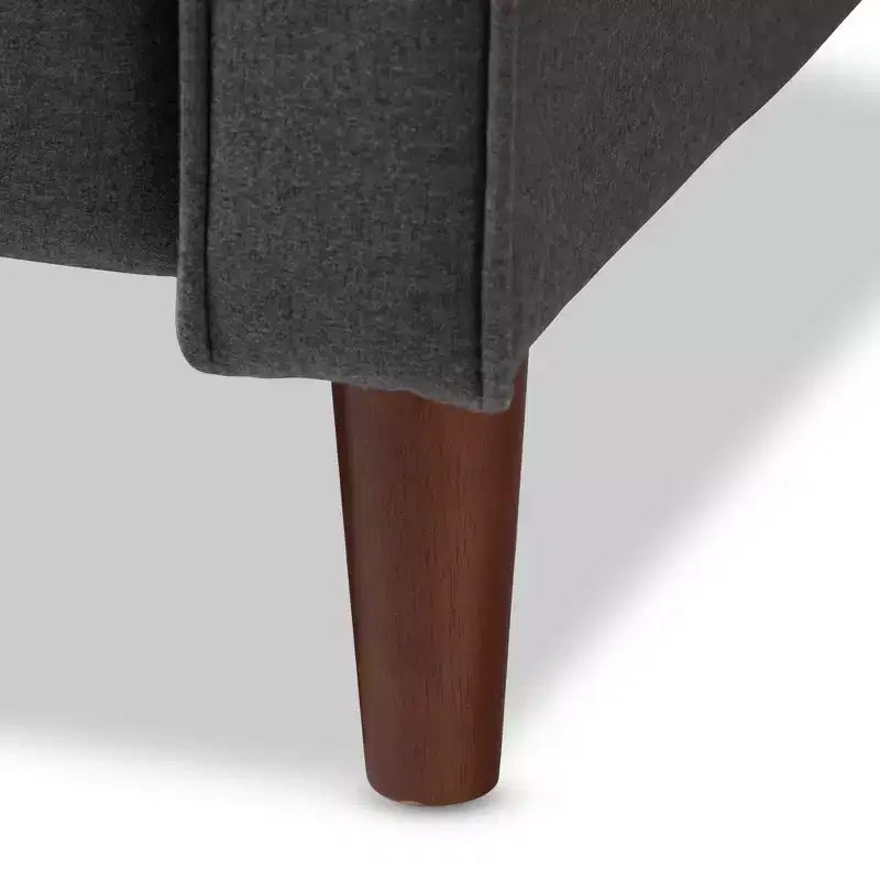 Fauteuil de salon en tissu Mid-Century Modern avec capitonnage et pieds en noyer