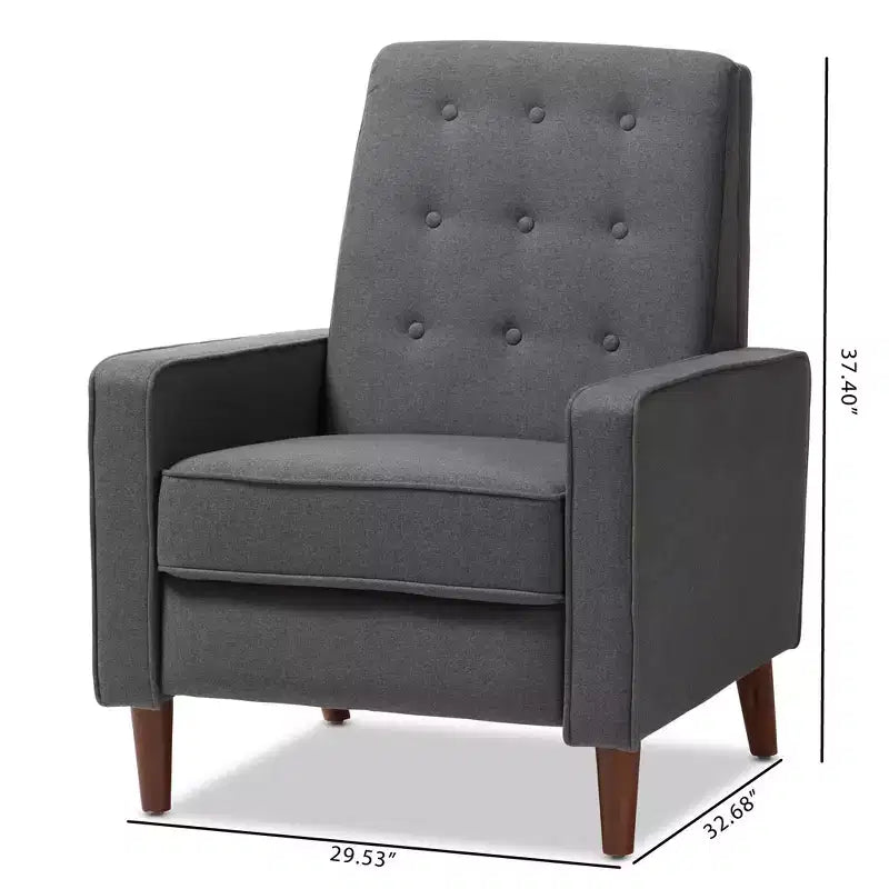 Fauteuil de salon en tissu Mid-Century Modern avec capitonnage et pieds en noyer