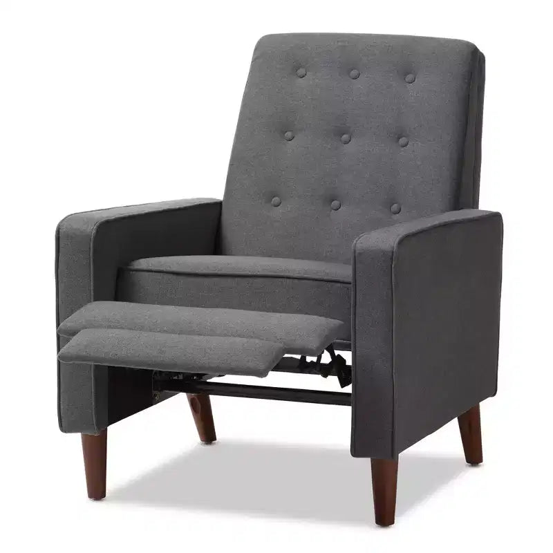 Fauteuil de salon en tissu Mid-Century Modern avec capitonnage et pieds en noyer