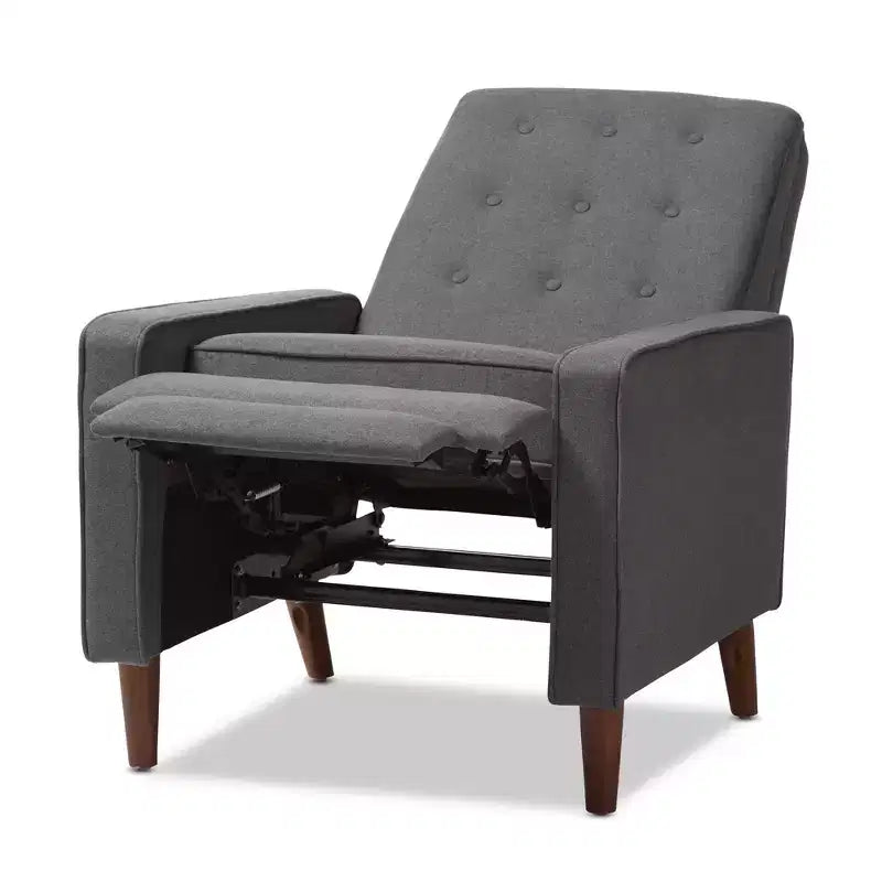 Fauteuil de salon en tissu Mid-Century Modern avec capitonnage et pieds en noyer