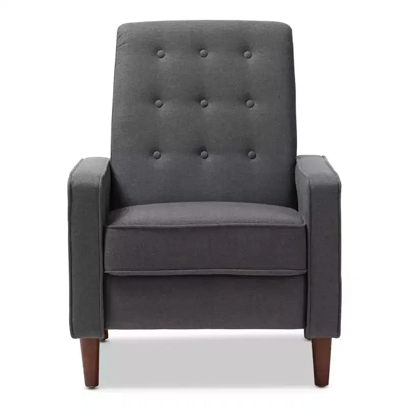 Fauteuil de salon en tissu Mid-Century Modern avec capitonnage et pieds en noyer