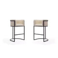 Set of 2 Cosmopolitan Upholstered Metal Barstools - Manhattan Comfort
