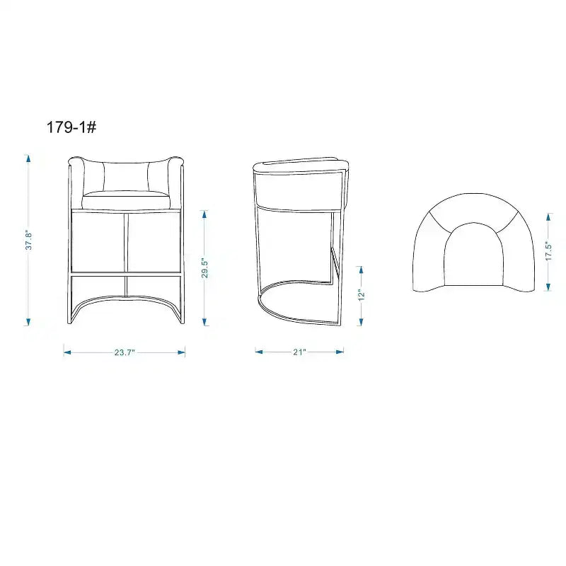Lot de 2 tabourets de bar rembourrés en métal