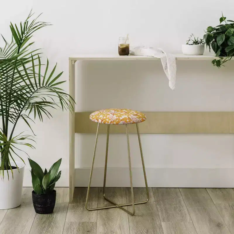 Tabouret de bar rond hauteur comptoir Wildflowers avec cadre en acier