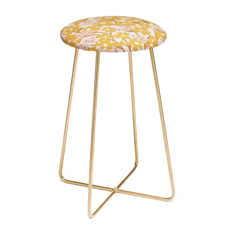 Tabouret de bar rond hauteur comptoir Wildflowers avec cadre en acier