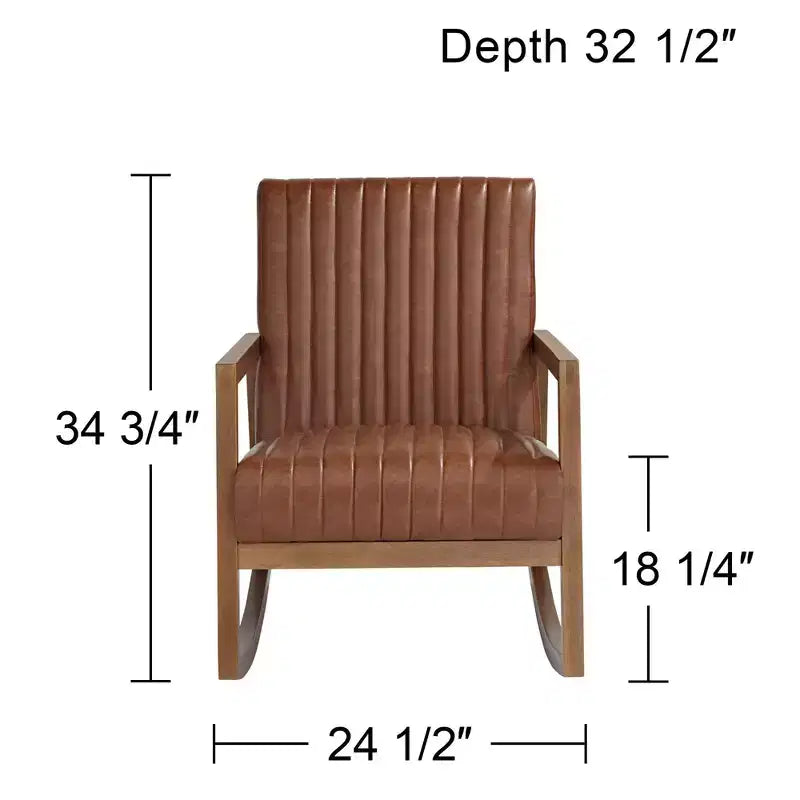 Fauteuil à bascule en bois marron rouille