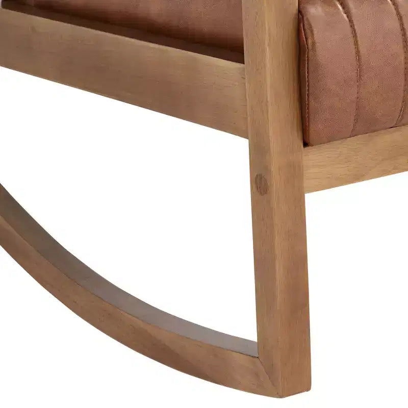 Fauteuil à bascule en bois marron rouille