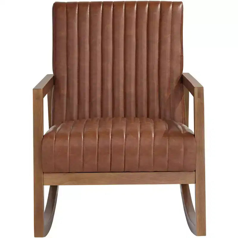 Fauteuil à bascule en bois marron rouille