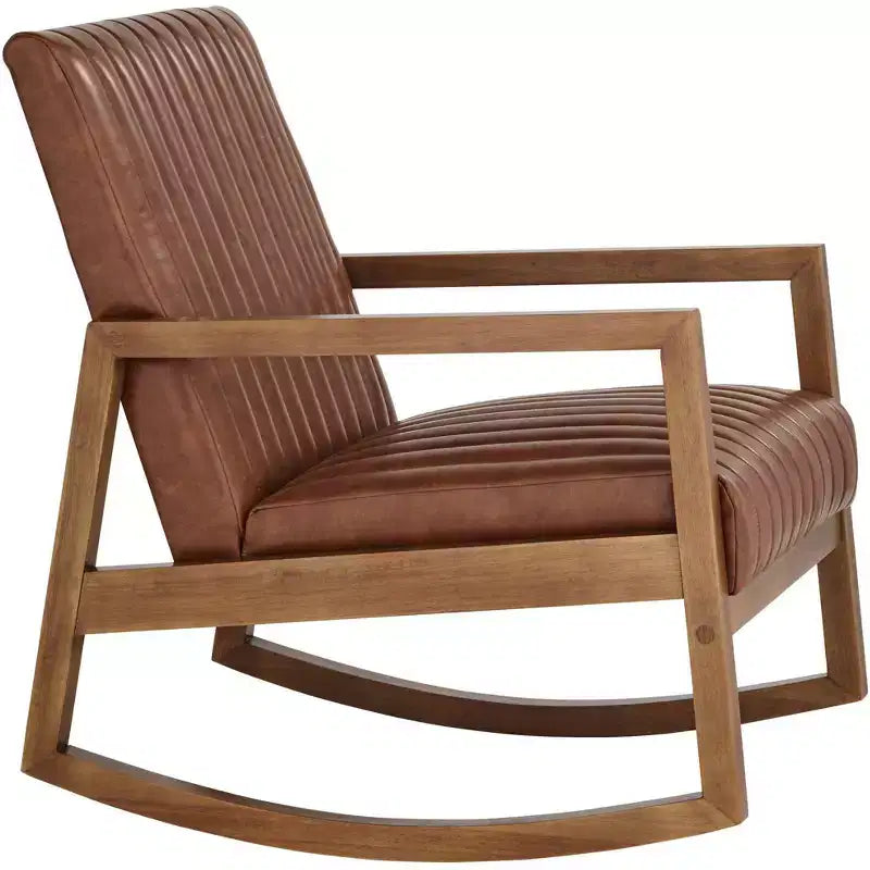 Fauteuil à bascule en bois marron rouille